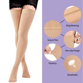 Evolyline Thigh High Compression Stockings for Women & Men 20-30 mmHg, Medical Closed Toe Firm Graduated Support Stockings Compression Socks for Varicose Veins Flying Edema Flight Running Pregnancy