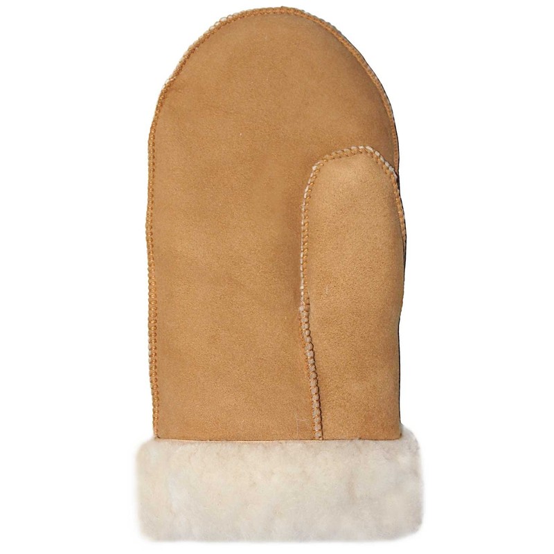 Lekra Lambskin Mittens Cognac Size 9, brown