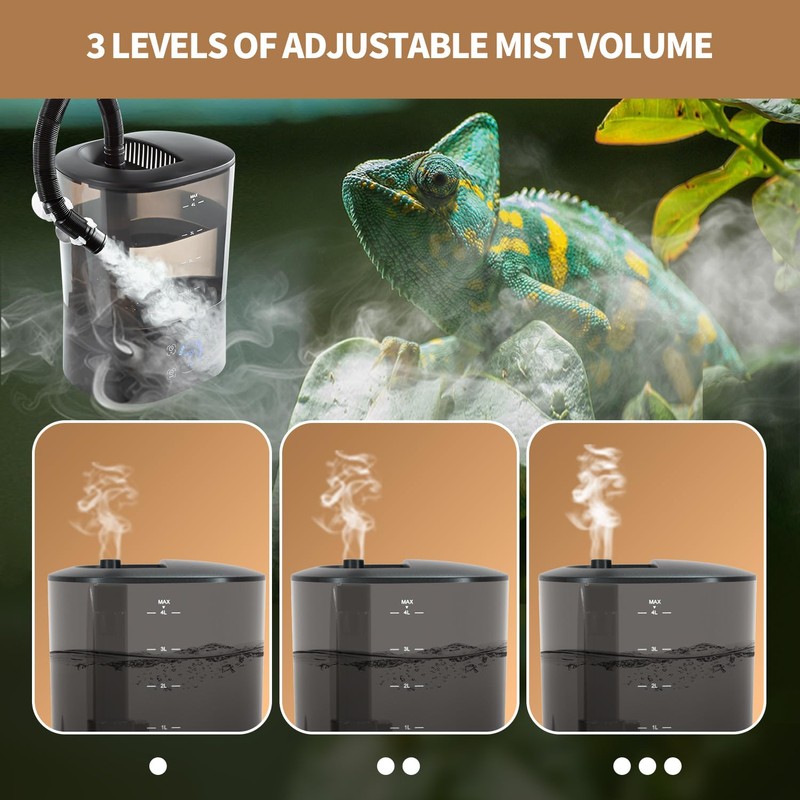 WACOOL Reptile Fogger Mister 4L No-Leak Top-Fill Water Humidifier -