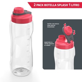 Torosqui | 2 Botellas De Agua 1 Litro Anti Derrame | Libre De Bpa | Termo agua | cilindros para agua con Gran resistencia | agarre ergonómico y cómoda | Thermos libres de fugas | Color Rosa