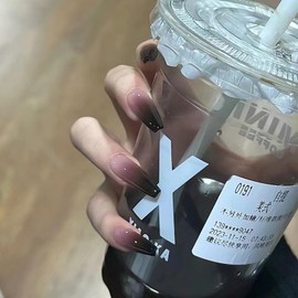 Nail Tip, Long, 24 Pieces, Nail Tip, False Nails, Gradient, Black, Purple, Butterfly, Popular, Japanese, Simple, Fashionable Party, Autumn, Spring, Summer, Bride, Glossy, Coming of Age of Age