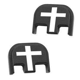 NIRIAHO 2Pcs Rear Cover Slide Back Plates for Glock Gen 5, Aluminum Engraved Back Rear Cover Plates Fit for Glock 17 19 21 22 23 24 26 27 29 30 31 32 33 34 35 36 37 38 39 40 41 (Cross)