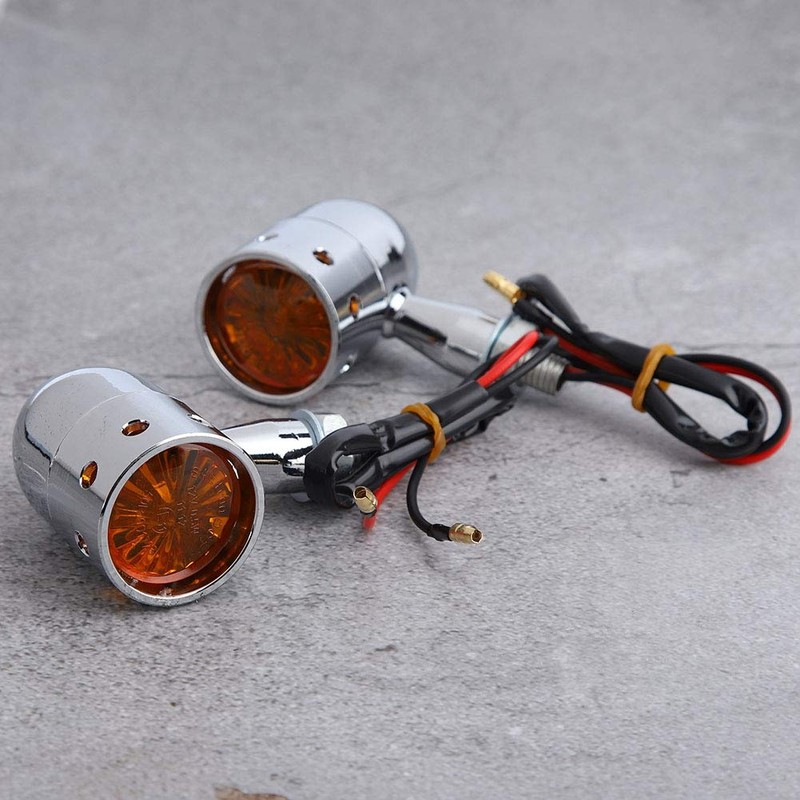 Hlyjoon 2Pcs Moto Turn Signal Light LED Retro Motorcycle Turning