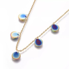 Unbranded Stainless Steel Set Pendant Necklace Stud Earrings Back Flat Round 16.8" P704