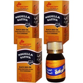 Egyptan El Captain Egyptian Virgin Black Seed Oil Cold Pressed, 3 Glass Bottles (4oz/Bottle)