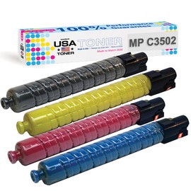MADE IN USA TONER Compatible Replacement for Ricoh Aficio Savin MP C3002 MP C3502 MPC3002 MPC3502-841735 841738 841737 841736 - (Black Cyan Magenta Yellow, 4 Pack) Black 28,000 - Color 18,000 Pages