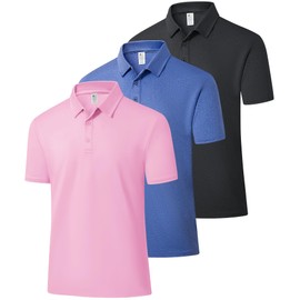 ZITY Golf Shirts 3 Pack Mens Polo Shirts Short Sleeve Collar Performance Golf Polo Plain Casual Athletic Tshirts