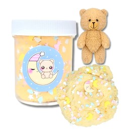 Beary Sleepy Cloud Slime for Kids Ages 8+ – 4oz Scented Handmade Slime with Plush Bear, Fresh Linen Scent, Sprinkles & Charm – Soft & Stretchy Sensory Toy - Hoshimi Slimes