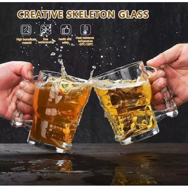 CL Par De Tarros Cerveceros Con Forma De Cráneo
