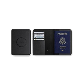 SATECHI Find My Passport Holder with 4 Card Slots, Wireless Charging and RFID Protection - Vegan Leather Passport Holder, black, Modern
