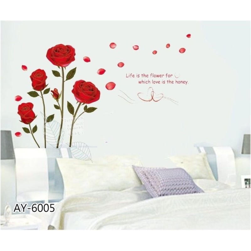 Decals Design 'Romantic Rose Flowers' Wall Sticker (PVC Vinyl, 50