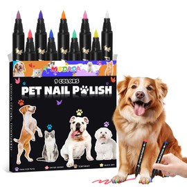 Dog Nail Polish Pens Quick Dry - 9 Colors Pet Nail Polish Set for Dogs, Dog Safe Easy Application Nail Polish Pens for Dog Nail Art, Fast Dry Girl Doggy Nail Polish - Great Puppy Nail Pawlish Set