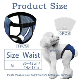 Dog Period Pants, Period Pants for Dogs, Dog Pants Female, Washable Adjustable Dog Pads for Period with 6 Sanitary Pads for Female Dogs in Heat Monthly Bleeding Protective Pants(M)