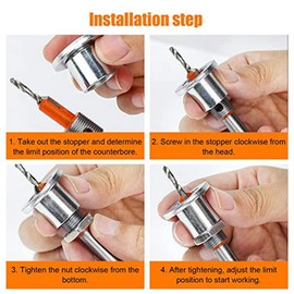 Niukuyu 2 Pack 8mm Metal Drilling Wood Drill Bits Kit with Depth Stop for Woodworking, Plastic, Drilling
