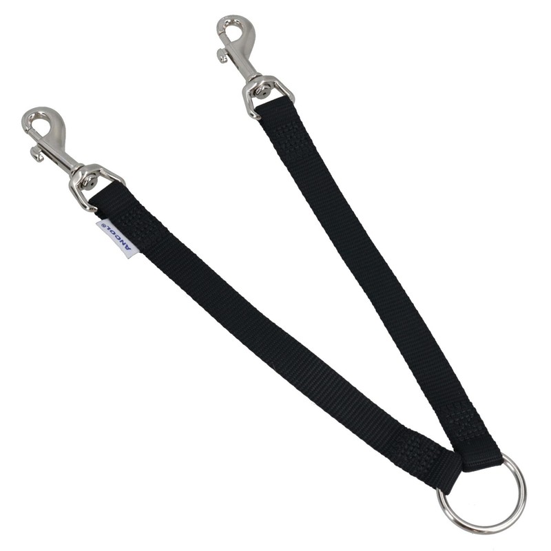 Nylon Coupler Double Lead Walk 2 Dogs Leash Adapter Twin