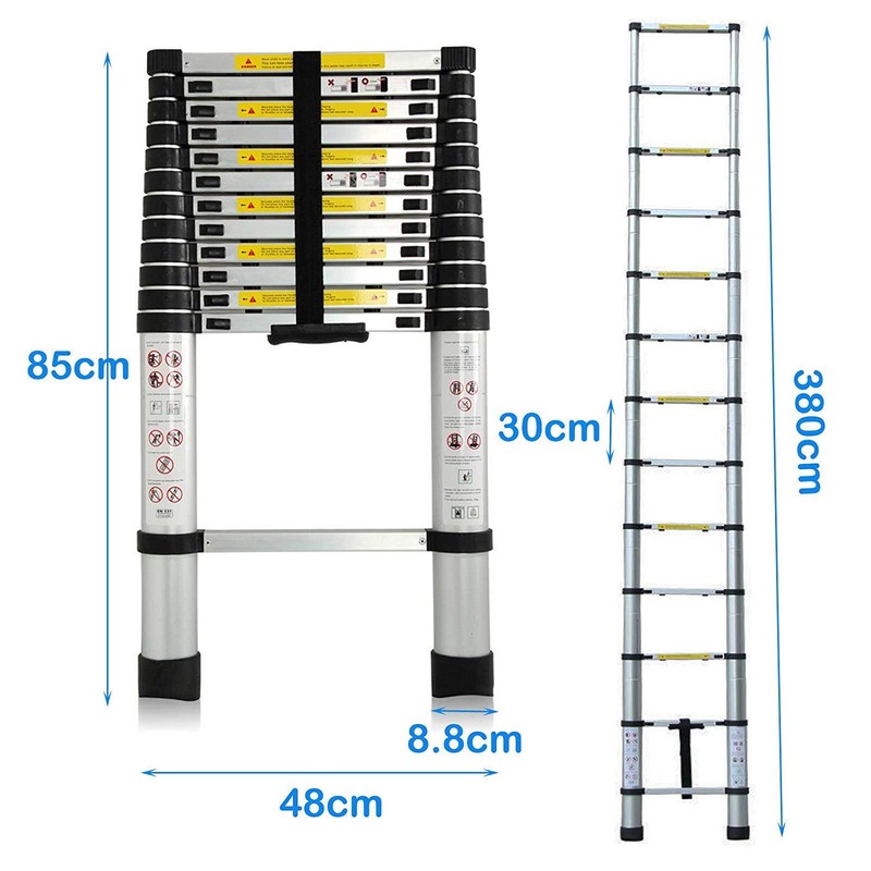 EN131 13 Step 12.5 FT/3.8M Telescoping Multi-Ladder Aluminum Extension Soft