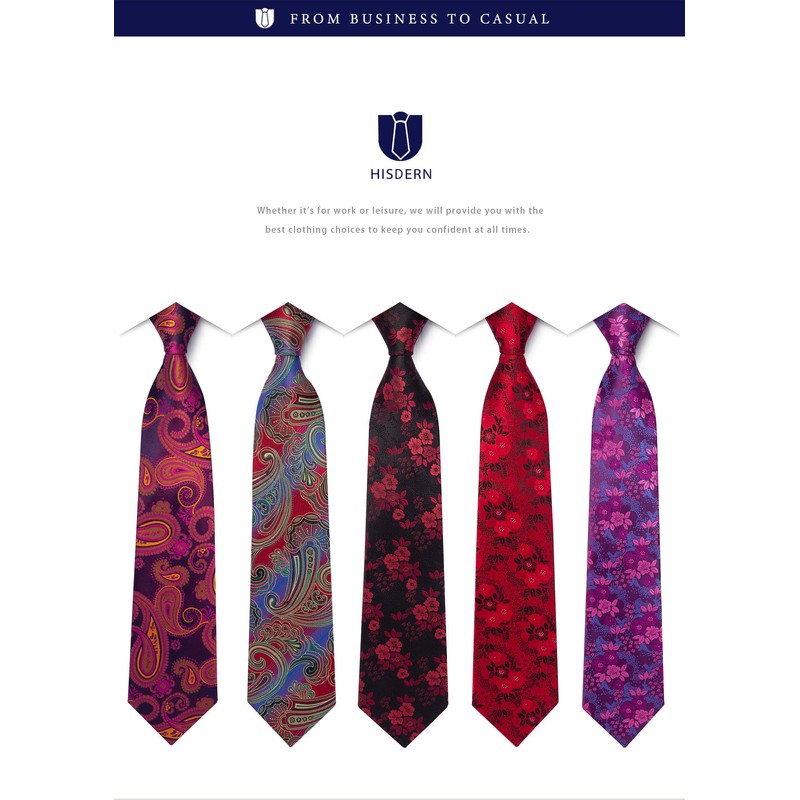 HISDERN TA5-01S Business Necktie, Square Set, 5 Pieces, Stylish, Gift