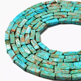 GEM-FF190702-05 Light Blue Sea Sediment Jasper Rectangle Tube Beads 4x13mm 15.5" Strand