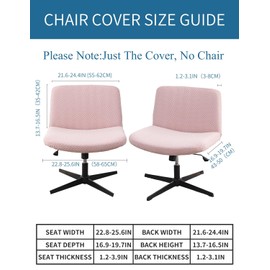 LavishCover Armless Chair Cover Office Desk Chair Cover, Waterproof and Elastic Criss Cross Chair Cover, Exquisite Vanity Chair Cover, Mid Back Wide Seat Accent Chair Covers(Pink,T-Type)