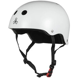 Triple Eight The Certified Sweatsaver Helmet for Skateboarding, BMX, Roller Derby and Roller Skating, White Glossy, XL/XXL
