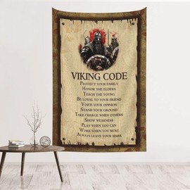 CEUFOUE Viking Motivational Wall Art Tapestry - Inspirational Quotes - Bedroom or Living Room - 60x40 Inches