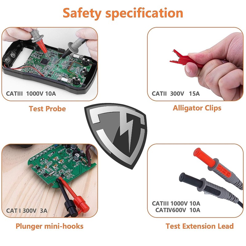 KAIWEETS Soft Silicone Electrician Test Leads Kit CAT III 1000V