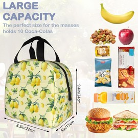 Lemon Yellow Insulated Lunch Bag Reusable Lunch Box Women Men,Cooler Thermal Meal Tote for Kids School Student Picnic Office Work