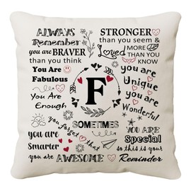 HKTNGEX Inspirational Throw Pillow Cover Gift,26 Letter Initial Alphabet A-Z Cushion Cover Pillowcase For Daughter Son Sisters Friends Colleague Birthday Christmas Graduation Reminder Home Decor (F)