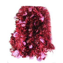 Big City Bargains Deluxe Thick Red Valentine Tinsel Garland Decorations 15 Feet (RED & Pink Hearts)