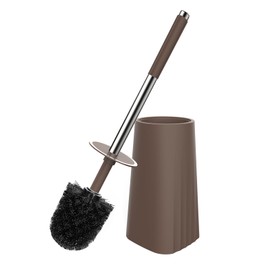 SetSail Toilet Brush, Compact Size Toilet Bowl Brush and Holder Toilet Brushes for Bathroom with Stainless Steel Handle Toilet Cleaner Brush with Durable Scrubbing Bristles, Brown