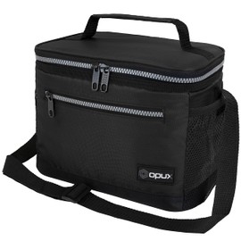 opux Insulated Lunch Box Men Women, Lunch Bag for Work School, Leakproof Soft Cooler Tote Adult, Large Lunch Pail Kids Boys Girls, Picnic Beach Food Bag with Shoulder Strap, Black