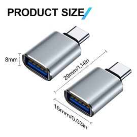 FENGRUI 2 Pack USB-C to USB Adapter,OTG Aluminum USB-C Male to USB Female Adapter Adapter Compatible with MacBook Pro,Galaxy Type-C Smartphone and Tablet(Gray)