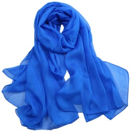 FAIRYGATE Blue Scarf Ladies Scarves Lightweight Clearance Chiffon Scarfs Sheer Soft Plain Neck Wrap for Women Neatly Stitched 6040