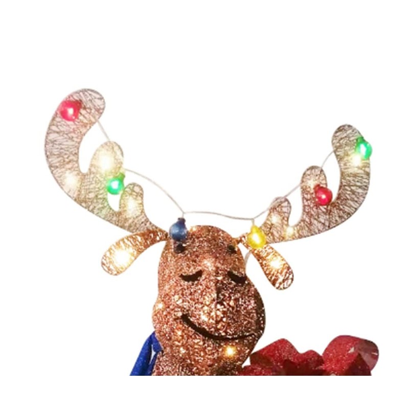 Christmas Holiday Moose with Antlers Holding Gift Box - 60