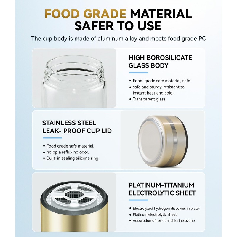 IUHFSIFS 5.0 Upgrade Hydrogen Water Bottle generator【NO.1 8-Hour Hydrogen Lock】