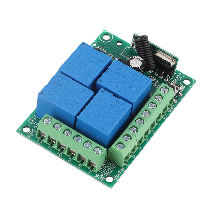 DC12V 4‑CH 433MHZ Wireless Garage Doors Control Switch Receiver Board