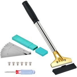 AMSGANK Tapetenentferner mit 10 Klingen, 4'' Tapetenschaber mit Gummigriff Schaber Werkzeug Glasschaber Farbschaber zum Entfernen von Tapeten und Bodenfliesen-Kleber, Farbe, Abziehbilder