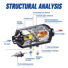 KAC Diesel Heater, Diesel Air Heater 5KW 12V All In One LCD Thermostat Boat Motorhome Truck Trailer, Auto Parts