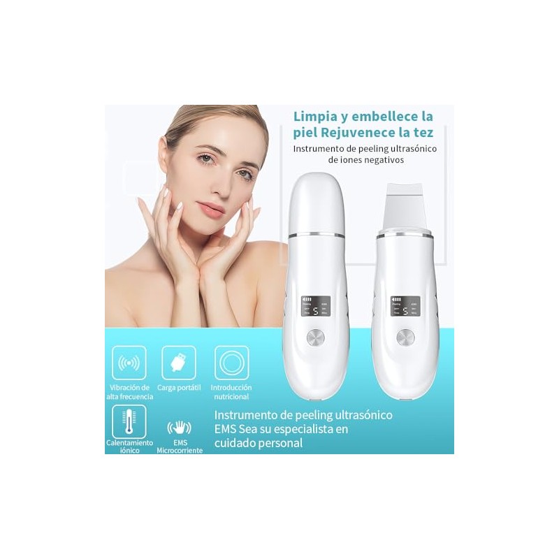 Vantisan Limpiador Facial Ultrasnico, Skin Scrubber Facial con 4 Modos