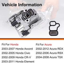 VTEC Solenoid Spool Valve Assembly with Oil Pressure Switch - Fit for Honda Accord, CR-V, Civic Si, Element, Acura RSX - Replace #15810-RAA-A03, 15810-RAA-A01