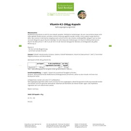 Sanct Bernhard Vitamin K2 (Menachinon-7, MK-7) 200 μg Capsules, Contents 120 Capsules for 4 Months