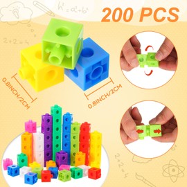 Jenaai 200 Pieces Linking Cubes for Math Counting Cubes, Plastic Counting Blocks, Colorful Math Cubes, Math Manipulatives Classroom Learning Supplies for Preschool Activities Boy Girl(Classic Style)