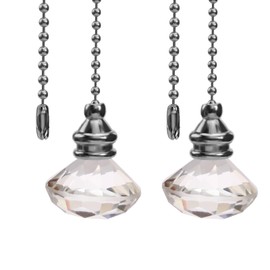 2pcs Light Pull Chain Pull Cord Handle Chain Extension Beaded 30cm Crystal Diamond Pull Chain for Bathroom Toilet Light/Ceiling Light Fan