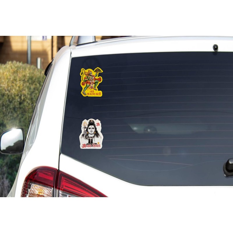 Purpledip Vinyl Stickers Set Hanuman & Shiva: for Home, Temple,