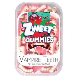 Zweet Gummy Candy Vampire Teeth Chewy Candy 10 Ounce – Gummy Kosher Candy, Halal Candy– Resealable Pack of Gummy Candy