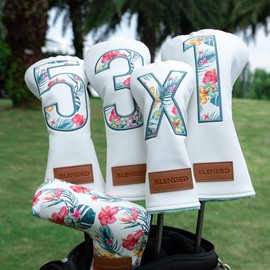Golf Club Headcover Golf Headcover Premium Leather Wood Cover Driver Fairway Wood Utility Hybrid Headcover with Number Tag Putter Cover Magnetic Closure Blade Putter Cover