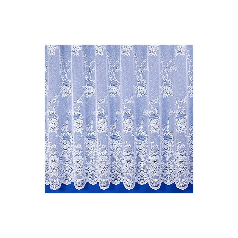 Maple Textiles Canterbury White Net Curtain Flowers Floral Pattern Sold