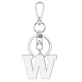 Letter W Alphabet Keyring Initial Letter Keychain for Handbag Wallet Purses Backpack Metal Letter Key Ring for Women Men Stainless Steel Letter Pendant Car Keyring Christmas Birthday Graduation Gifts