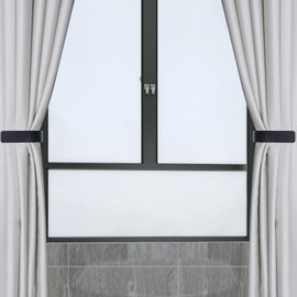 OCIOLI 2 Pieces Curtain Tiebacks Wood Curtain Holdbacks U Shaped Curtain Hooks Curtain Tie Backs Wall Mount Curtain Holder Curtain Pull Backs Tie Backs for Curtains (Black, 2)