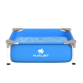 Hanjet 3.6 Foot x 13.8 Inch Kids Swimming Pool Above Ground, Rectangle Eco-Friendly Odorless Backyard Pool, Easy to Clean & Durable Frame for Toddlers